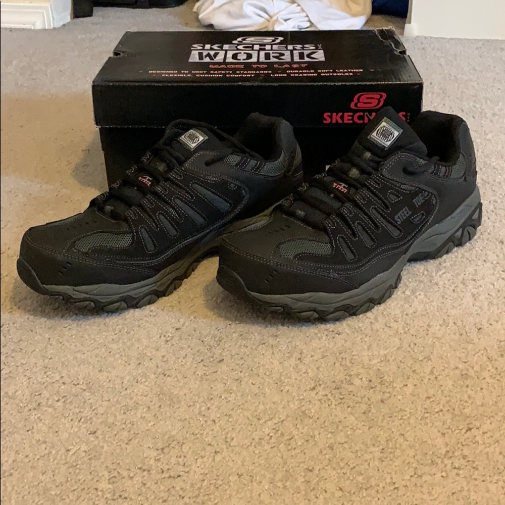 Black skechers steel toe work sneakers